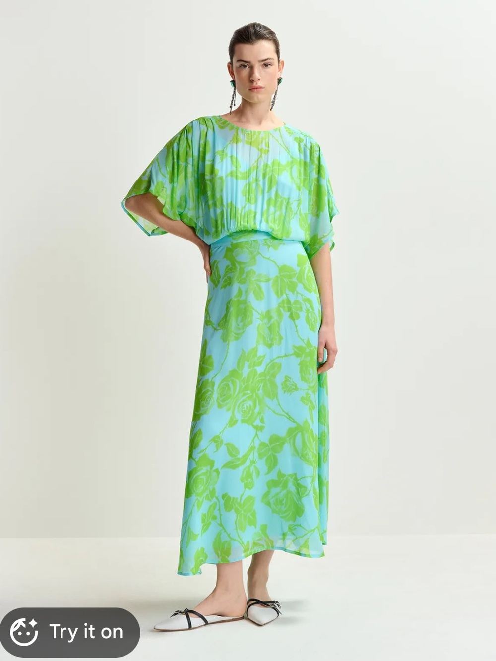 Essentiel Antwerp Hikart Green Blue Maxi Dress 36 / US 6